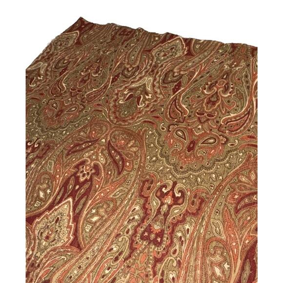 Chris Madden Set 4 Window Curtains Panels & Swag Valance Red Print Luxury Drapes - Picture 3 of 6